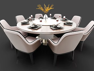 Modern multi-person dining table and chairs 3d model
