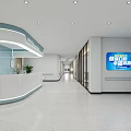 Hospital Outpatient Modern Nurse Station With Reception Desk And Clock