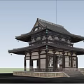 Ancient Traditional Architecture With Classic Pagoda Roof Stone Steps And Surrounding Trees