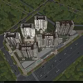 Aerial View Planning of Modern Residential Complex With High Rise Buildings Greenery And Roads