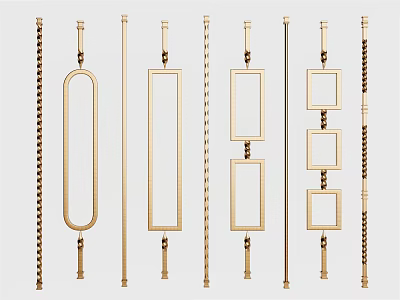 Modern Elegant Railing Designs With Oval Rectangular Square Frames And Decorative Chains 3d model