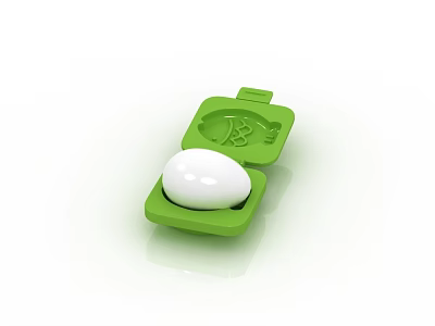 Open Green Egg Container Holding White Egg For Daily Kitchen Use 3d model