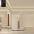 Modern Clothing Store with Curved Display Wall Mirrors White Counter And Lighting