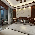 Sacred Religious Worship Area With Buddha Statue Altar Table Lotus Chandelier And Golden Ceiling