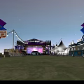 Vibrant Purple Concert Stage Design With LOGO Display And Lighting Effects