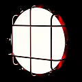 Red Round Wall Mounted Light With Metal Grille Design For Indoor Interior Lighting