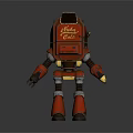 Red Robot Character Model With Mama Cakes Label And Mechanical Limbs 3d model
