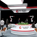 High Tech Exhibition Hall Interior With Robots Booth Design And Product 3d model