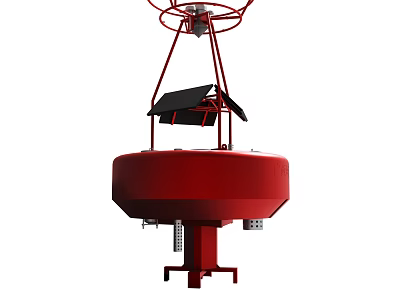 Red Marine Navigation Buoy With Solar Panel And Tower Structure 3d model