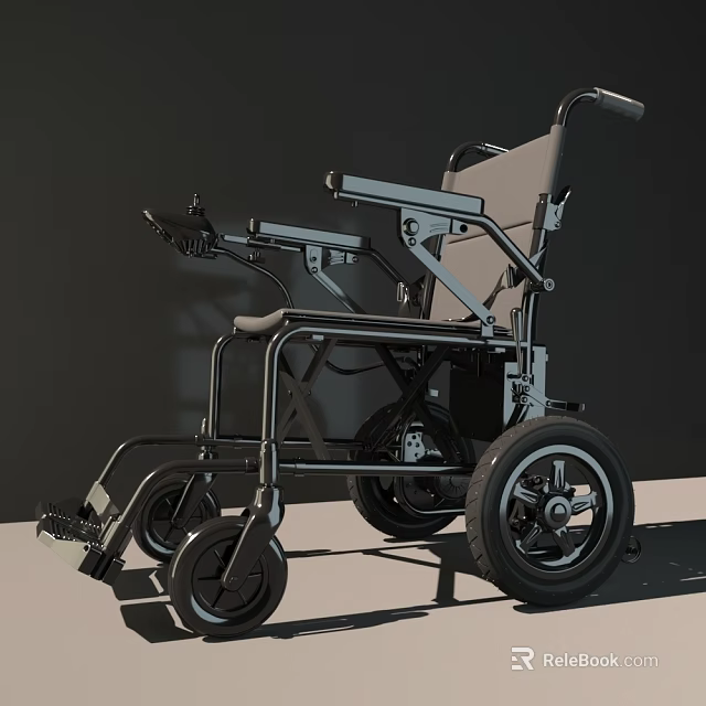 Foldable Wheelchair With Metal Frame Ergonomic Armrests Footrests And Large Wheels 3d model 