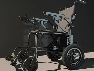 Foldable Wheelchair With Metal Frame Ergonomic Armrests Footrests And Large Wheels 3d model