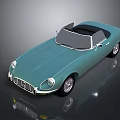 Light Blue Vintage Convertible Car With Retro Design And Open Top