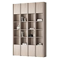 Modern Wooden Decorative Cabinet With Open Shelves Books And Decorative Vases