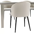 Modern Dining Table Set With Cream Upholstered Chairs Black Metal Legs And Wooden Tabletop