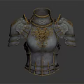 Ornate Medieval Metal Breastplate Armor With Shoulder Plates And Intricate Golden Decorations