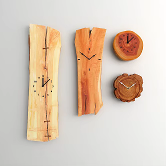 Modern clock log wall clock 3d model
