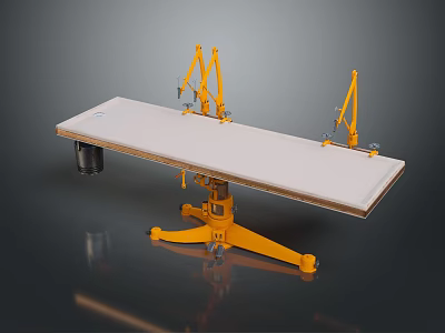 Sturdy Workbench Furniture With Yellow Mechanical Arms And Flat Worktop Design 3d model