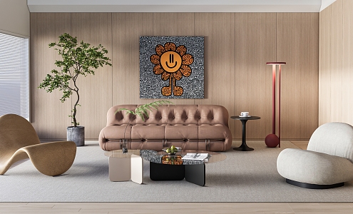 Modern living room Italian sofa coffee table combination 3d model