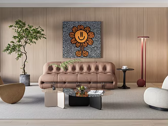 Modern living room Italian sofa coffee table combination 3d model