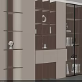 Modern Wooden White Bookcase With Glass Doors Built in Lighting and Decorative Items