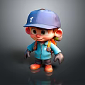 Cartoon Man Wearing Blue Cap With T Blue Jacket Orange Backpack And Orange Shoes