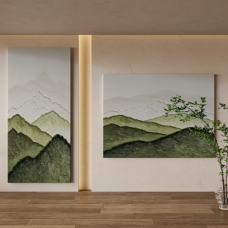 Modern New Chinese Style Decorative Painting Green Plant 3d model