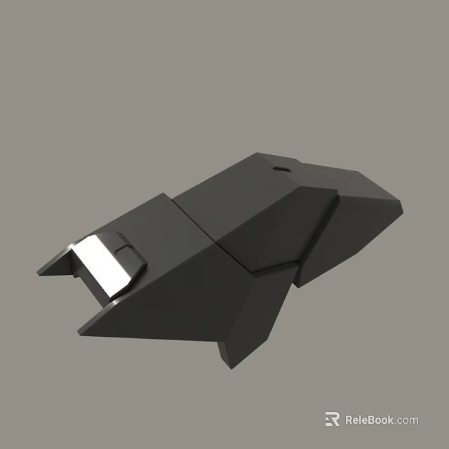 Black Geometric 3D Model Object With White Accent And Angular Design 3d model 