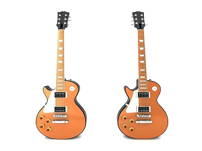 Two Orange Electric Guitars Isolated On White Background 3d model