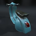 Light Blue Vintage Scooter With Classic Retro Design Illuminated By Spotlight