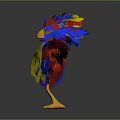 Colorful Anthropomorphic Bird Character With Red Blue Yellow Feathers Standing Pose
