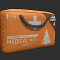 Orange Emergency Medical Kit Bag With Cross Symbol And Mountain Design For Outdoor Use