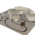 Modern Sofa Coffee Table Combination Curved Sofa Coffee Table 3d model