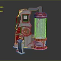 ALPHA Industrial Equipment With Red Gray Body Control Panel And Transparent Cylindrical Container
