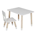 Cute Kids White Table and Chair Set with Light Wooden Legs Design