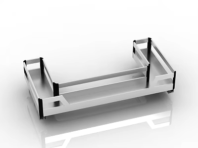 Stainless Steel Kitchen Tray With Modern Design And Black Accents For Food Serving 3d model