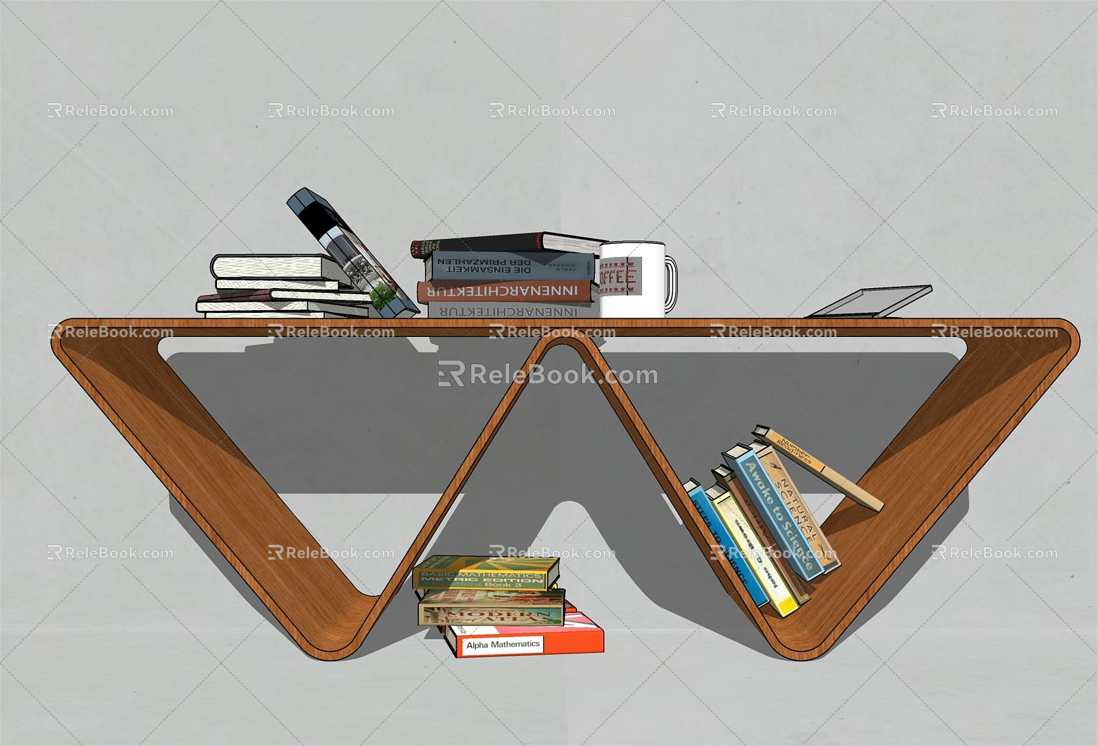 Modern bookshelf bookcase book combination 3d model