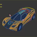 Yellow Sports Car With Colorful Graphics Chase Lettering Streamlined Body Large Wheels And Dynamic Design