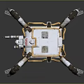 Mechanical Spider Robot With Multiple Legs White Body And Golden Frame Structure 3d model