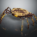 Detailed Mechanical Spider Robot With Metallic Legs And Yellow Brown Body