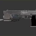 Futuristic Metallic Weapon Design With Mechanical Grip And Barrel Structure