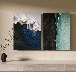 Modern abstract painting decorative painting combination 3d model