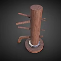 Wooden Standing Martial Arts Training Dummy With Multiple Arms And Stable Base 3d model