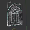 Gothic Tracery Window Featuring Arched Structure Intricate Patterns And Glass Panes 3d model