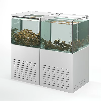 Dual Tank Commercial Aquarium Equipment With Ventilated Base And Clear Displays 3d model