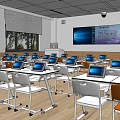 Modern classroom multimedia classroom desks and chairs 3d model