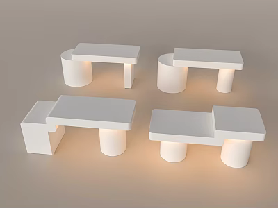 Modern White Display Shelves With Cylindrical Bases And Minimalist Open Design 3d model