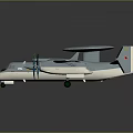 Light Blue Military Aircraft with Twin Propellers Radar Dome and Red Wing Markings