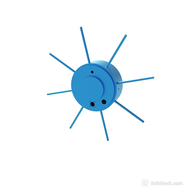 Blue Circular Mechanical Component with Multiple Thin Spokes and Central Holes 3d model 