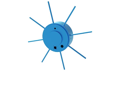 Blue Circular Mechanical Component with Multiple Thin Spokes and Central Holes 3d model