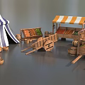 Vegetable stand fruit and vegetable stand combination vegetable market stall market life props low face number low model simple model game film and television level super realistic 3d model